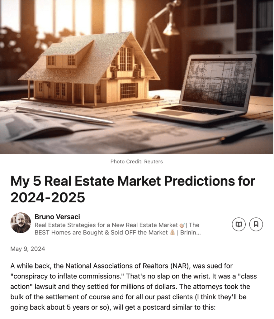 Screenshot of Realtor Bruno Versaci's article on LinkedIn